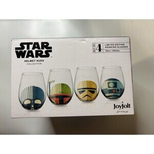JoyJolt 4 LIMITED EDITION DRINKING GLASSES Star Wars Helmet Hues Collection 19oz